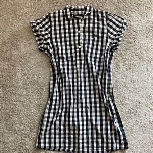 J Crew Black and White Gingham Shirt Dress
